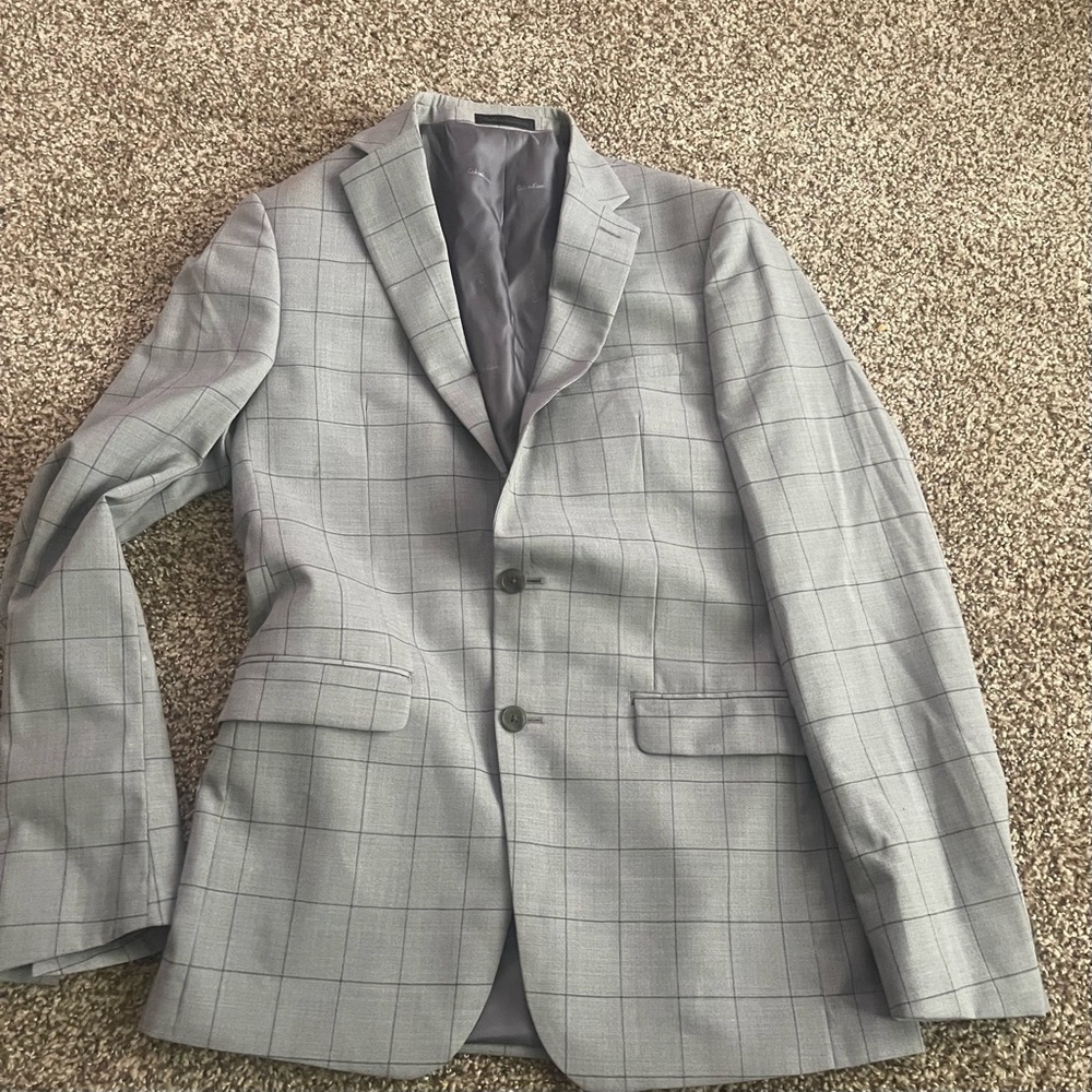 Men’s Calvin Klein  grey grid print slim fit sports coat/blazer size 40L